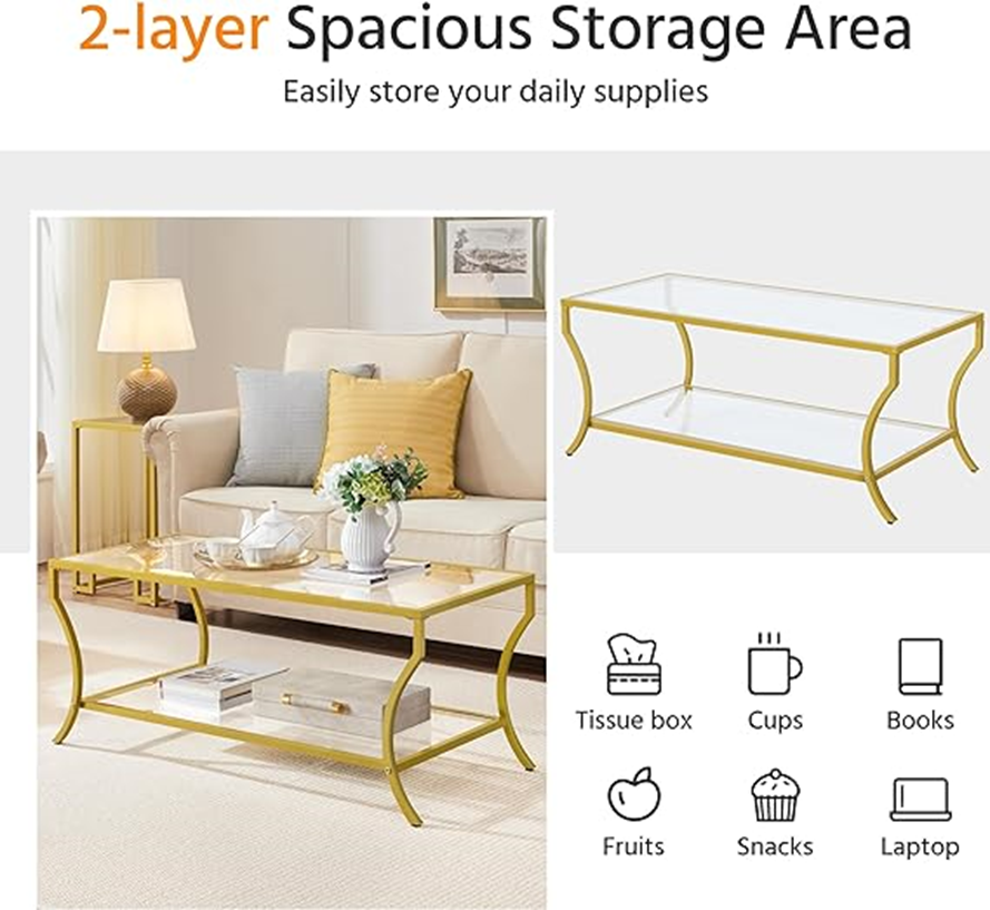 Elevate Your Living Space With Yaheetech's Gold Coffee Table