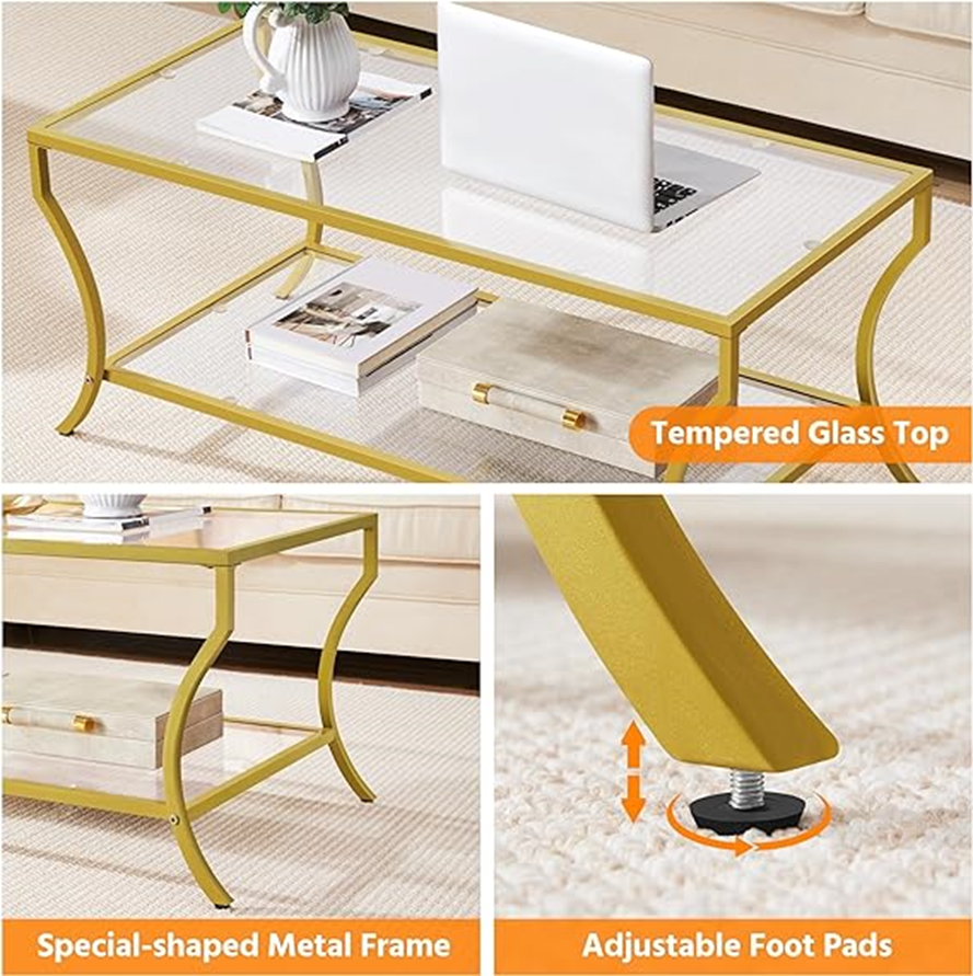 Elevate Your Living Space With Yaheetech's Gold Coffee Table